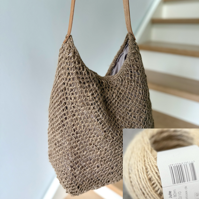 P&G Hulmønster taske i jute garn strikkekit