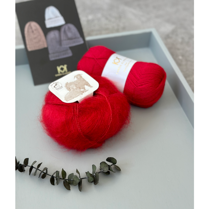 Hue mohair strikkekit fra Karen Klarbæk