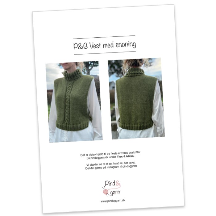 P&G Vest med snoning strikkeopskrift