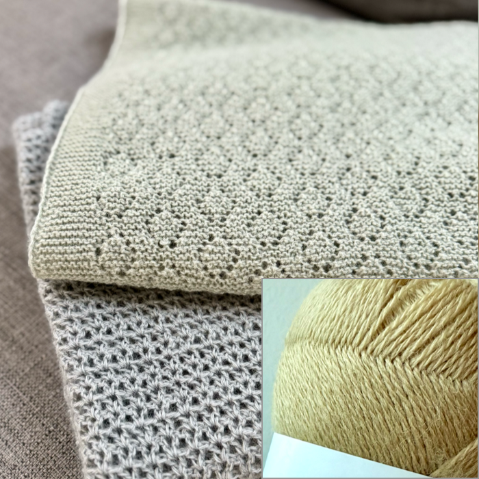 Strikket tæppe garn og opskrift Karen Klarbæk