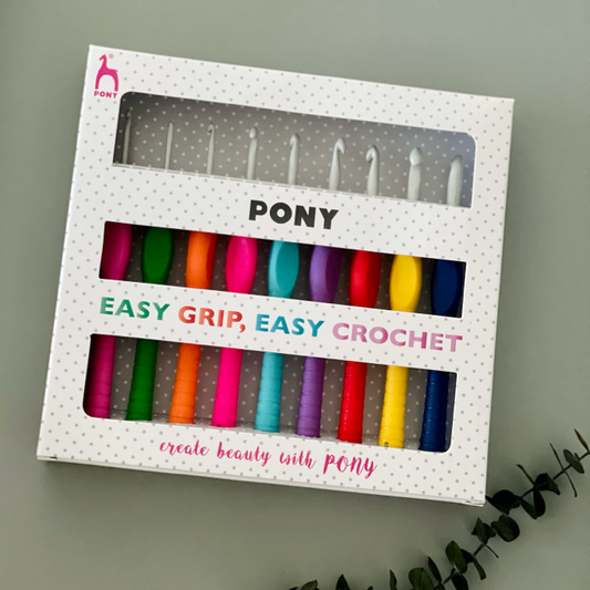 Pony hæklenåle sæt - 9 stk easy grip