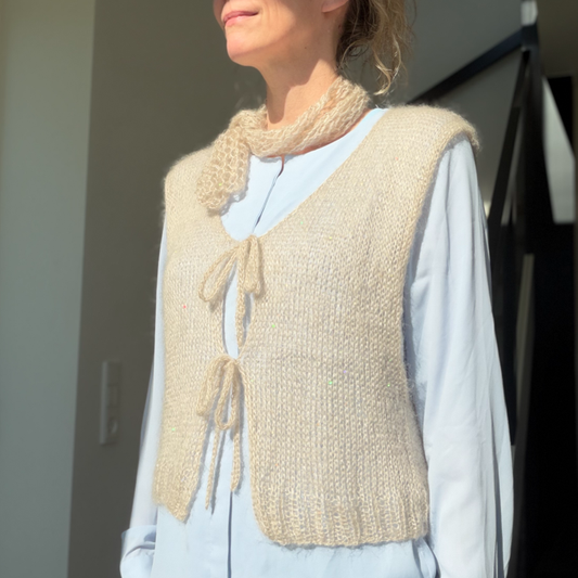 P&G Mohair vest med sløjfe strikkekit